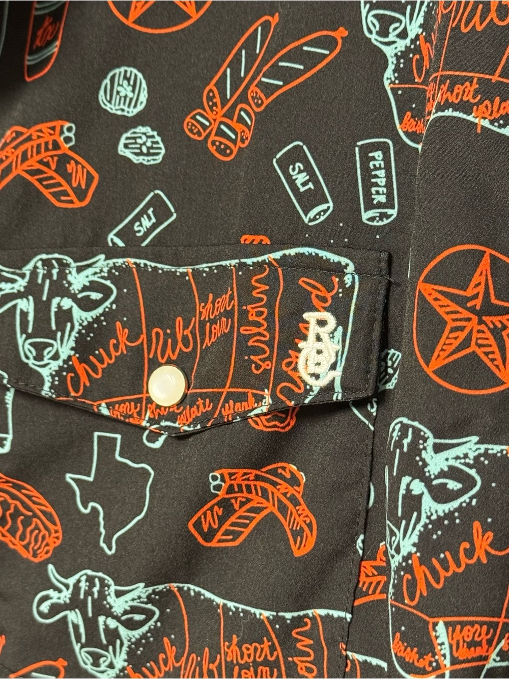Texas BBQ Nights Pearl Snap by Raised By Coyotes Size XL - Picture 8 of 10